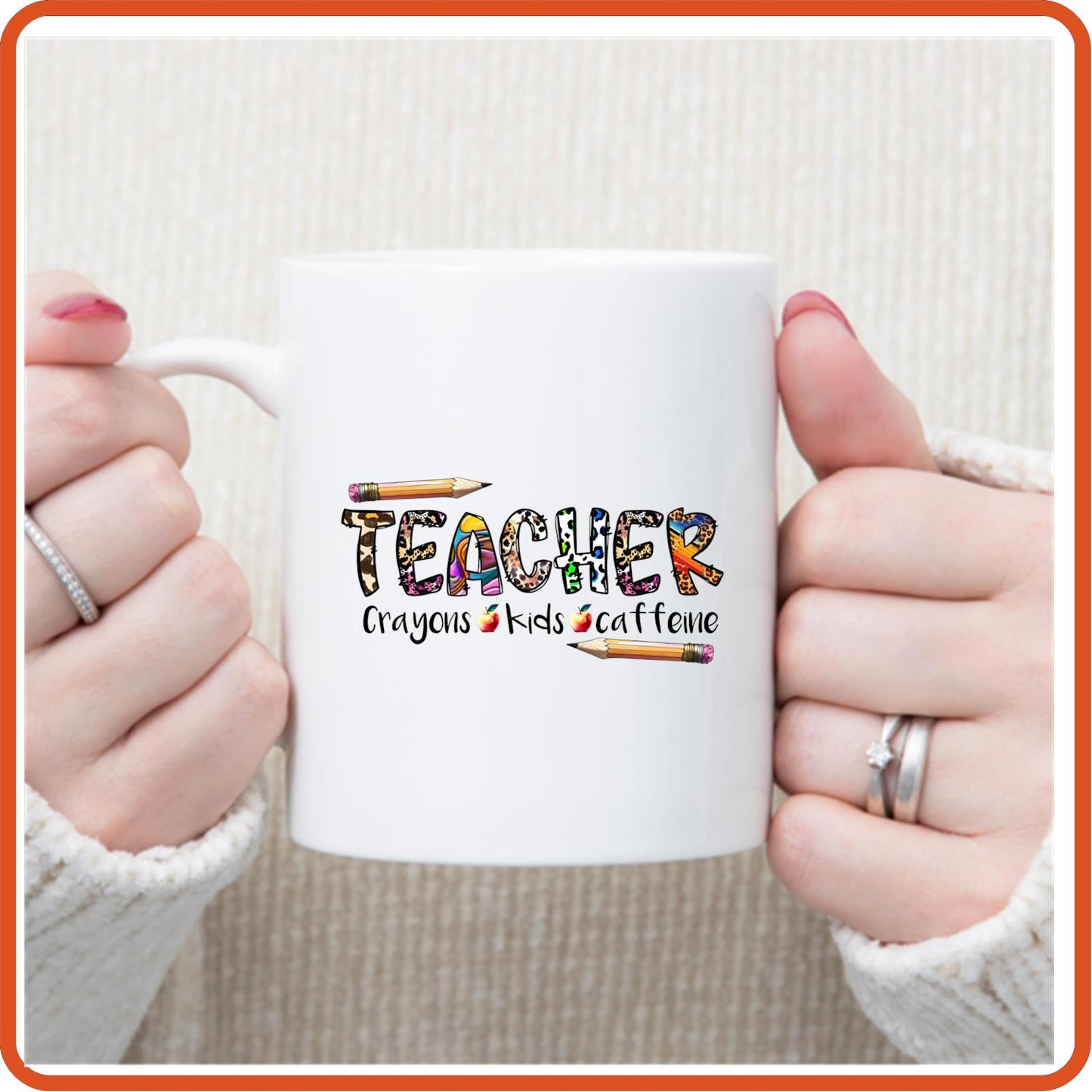 Teacher Mugs - 11oz Coffee Mug | Professional Mugs | Teacher Crayons Kids Caffeine - secapparelonline