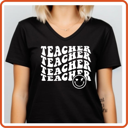 Teacher T-shirts Funny | Professional Shirts | SEC Apparel | Teacher Smiley Face - secapparelonline
