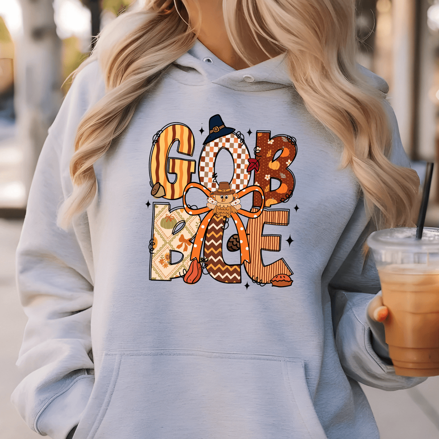 Thanksgiving Hoodie - Gobble Turkey Graphic Pullover - Unisex Fall Holiday Sweatshirt - secapparelonline