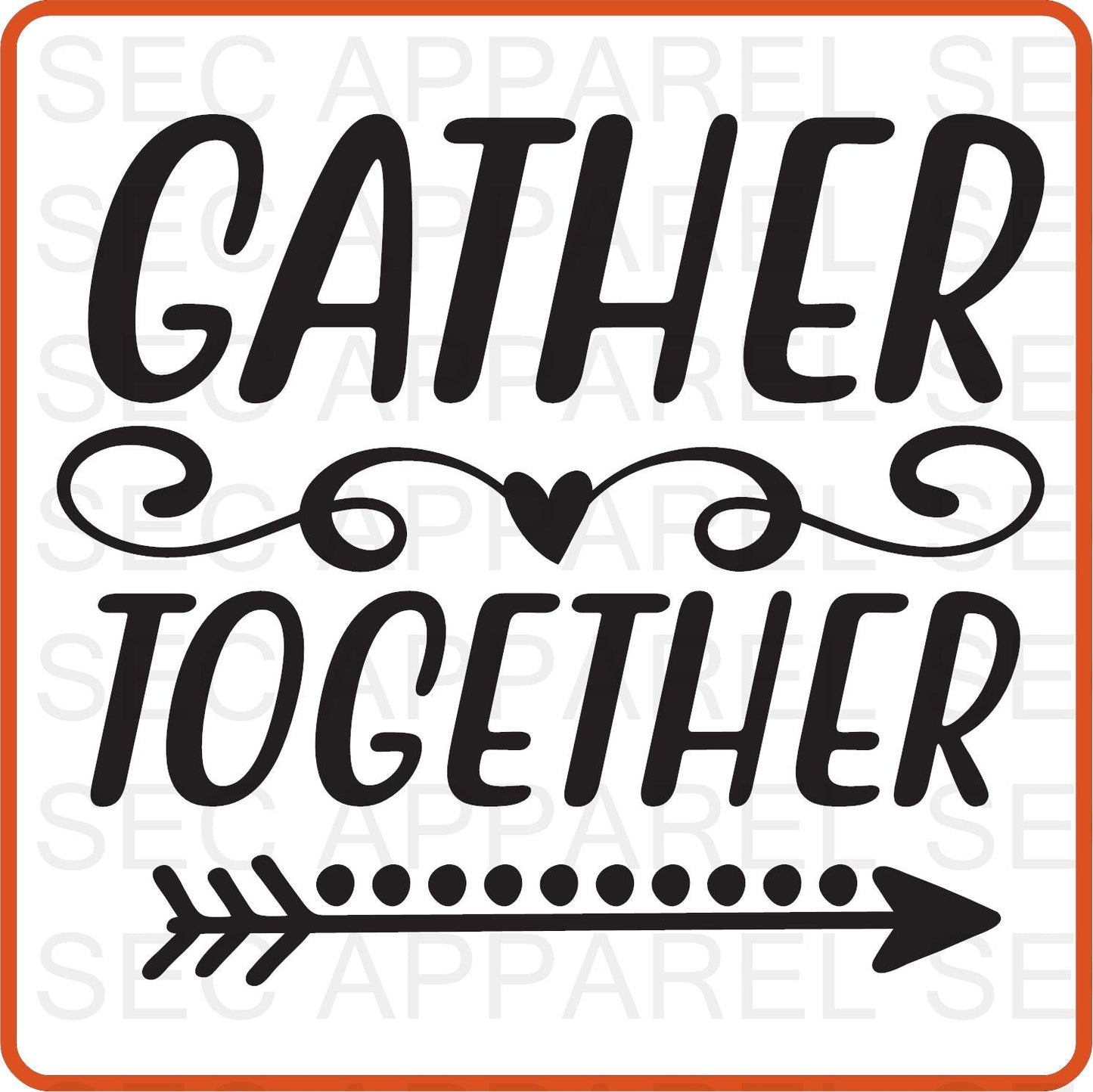 Thanksgiving Iron On Decals Patches transfers vinyl for shirts, clothing | SEC Apparel | Gather Together - secapparelonline