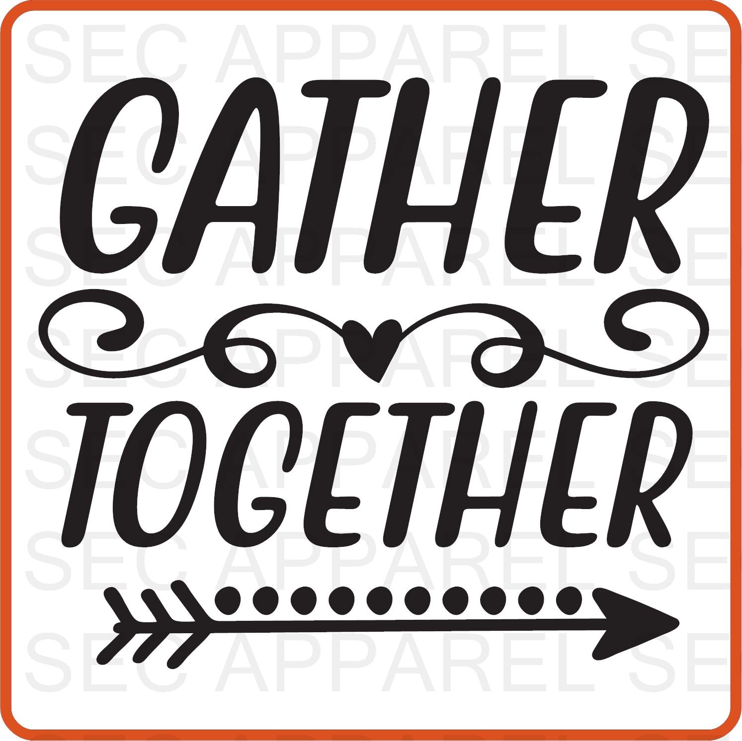Thanksgiving Iron On Decals Patches transfers vinyl for shirts, clothing | SEC Apparel | Gather Together - secapparelonline