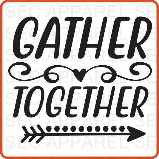 Thanksgiving Iron On Decals Patches transfers vinyl for shirts, clothing | SEC Apparel | Gather Together - secapparelonline