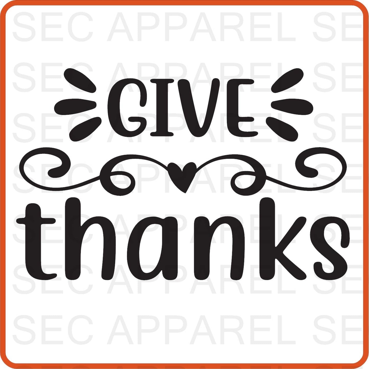 Thanksgiving Iron On Decals Patches transfers vinyl for shirts, clothing | SEC Apparel | Give Thanks - secapparelonline