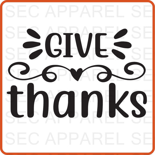 Thanksgiving Iron On Decals Patches transfers vinyl for shirts, clothing | SEC Apparel | Give Thanks - secapparelonline