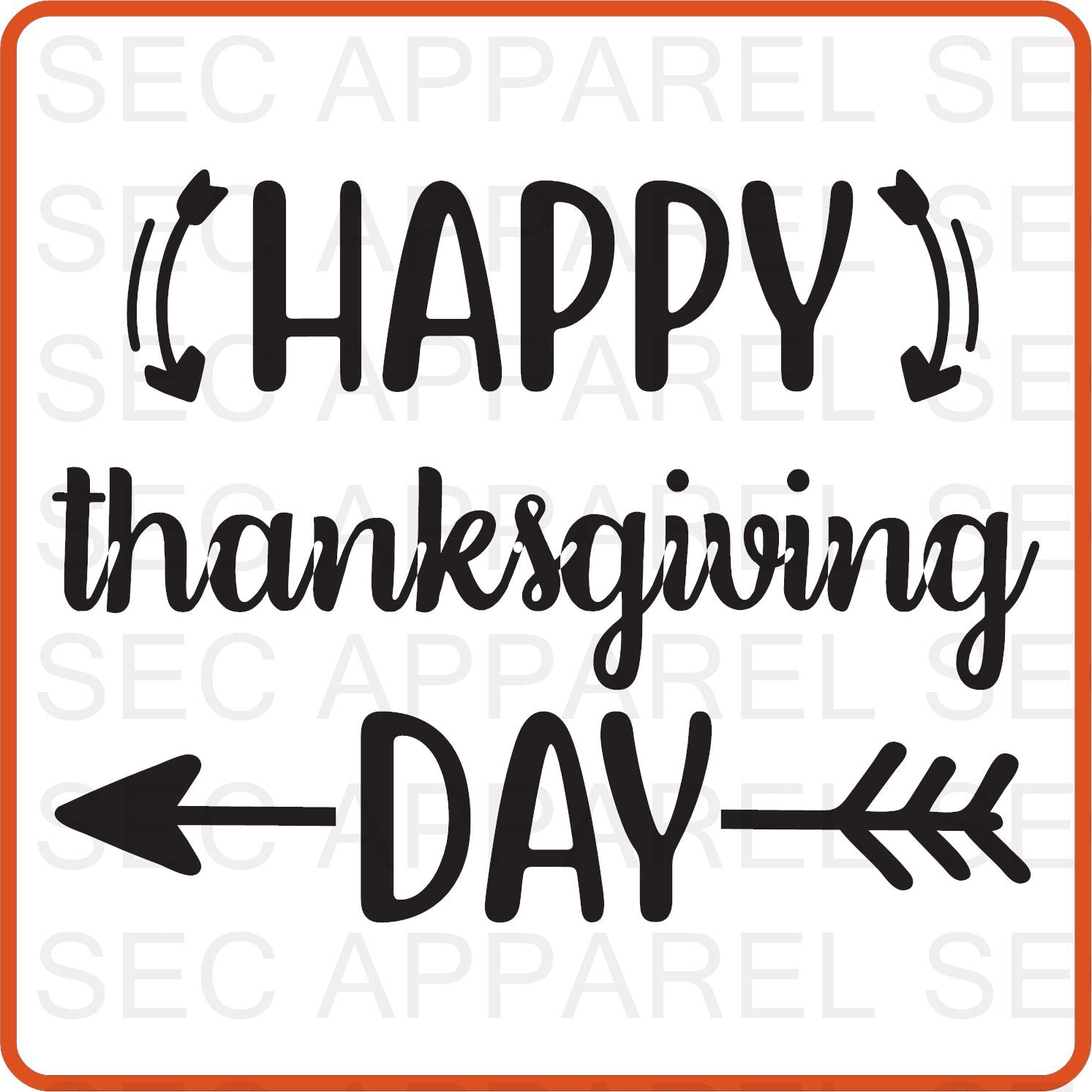 Thanksgiving Iron On Decals Patches transfers vinyl for shirts, clothing | SEC Apparel | Happy Thanksgiving Day - secapparelonline
