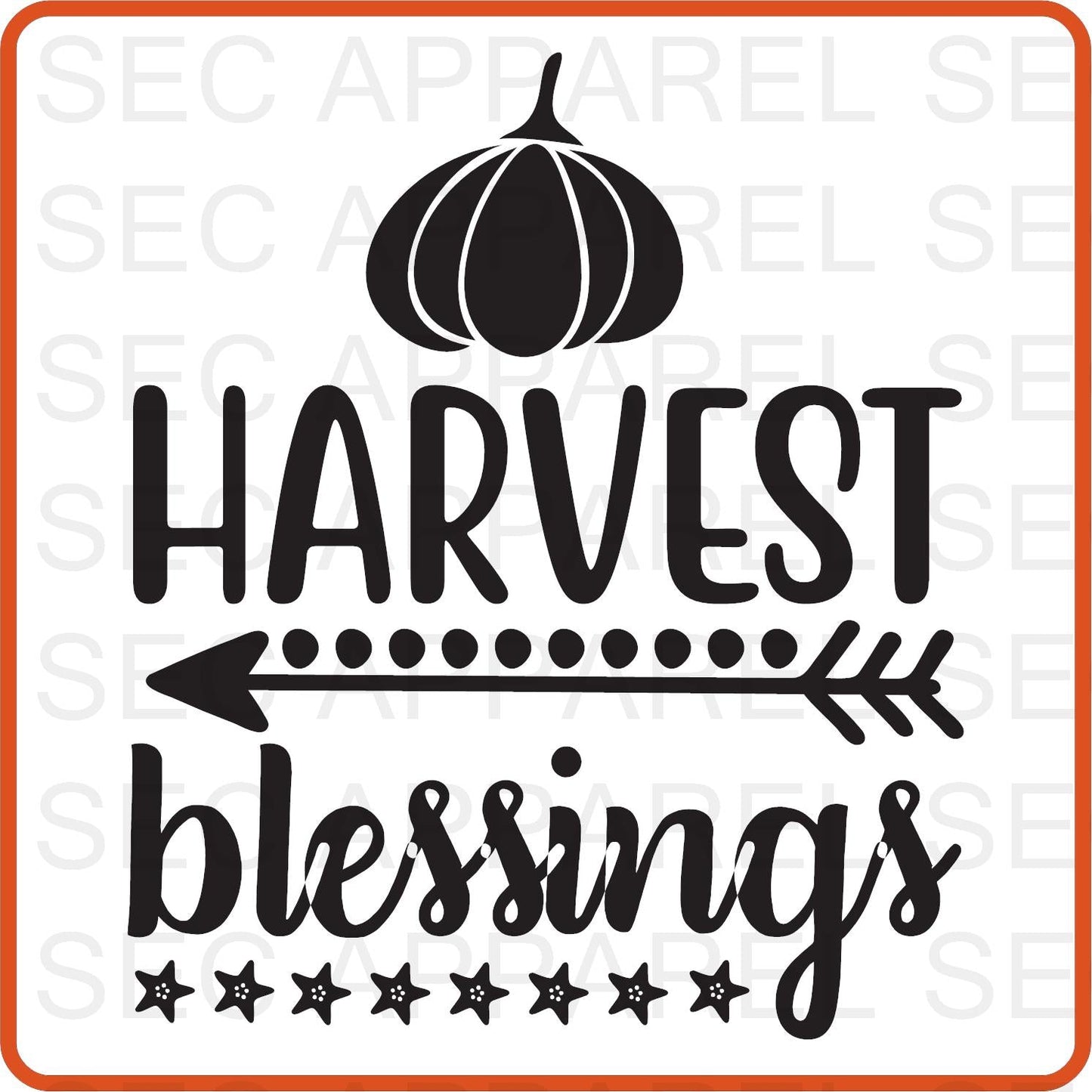 Thanksgiving Iron On Decals Patches transfers vinyl for shirts, clothing | SEC Apparel | Harvest Blessing - secapparelonline