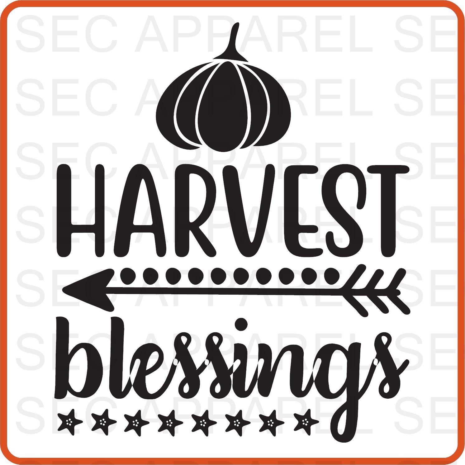 Thanksgiving Iron On Decals Patches transfers vinyl for shirts, clothing | SEC Apparel | Harvest Blessing - secapparelonline