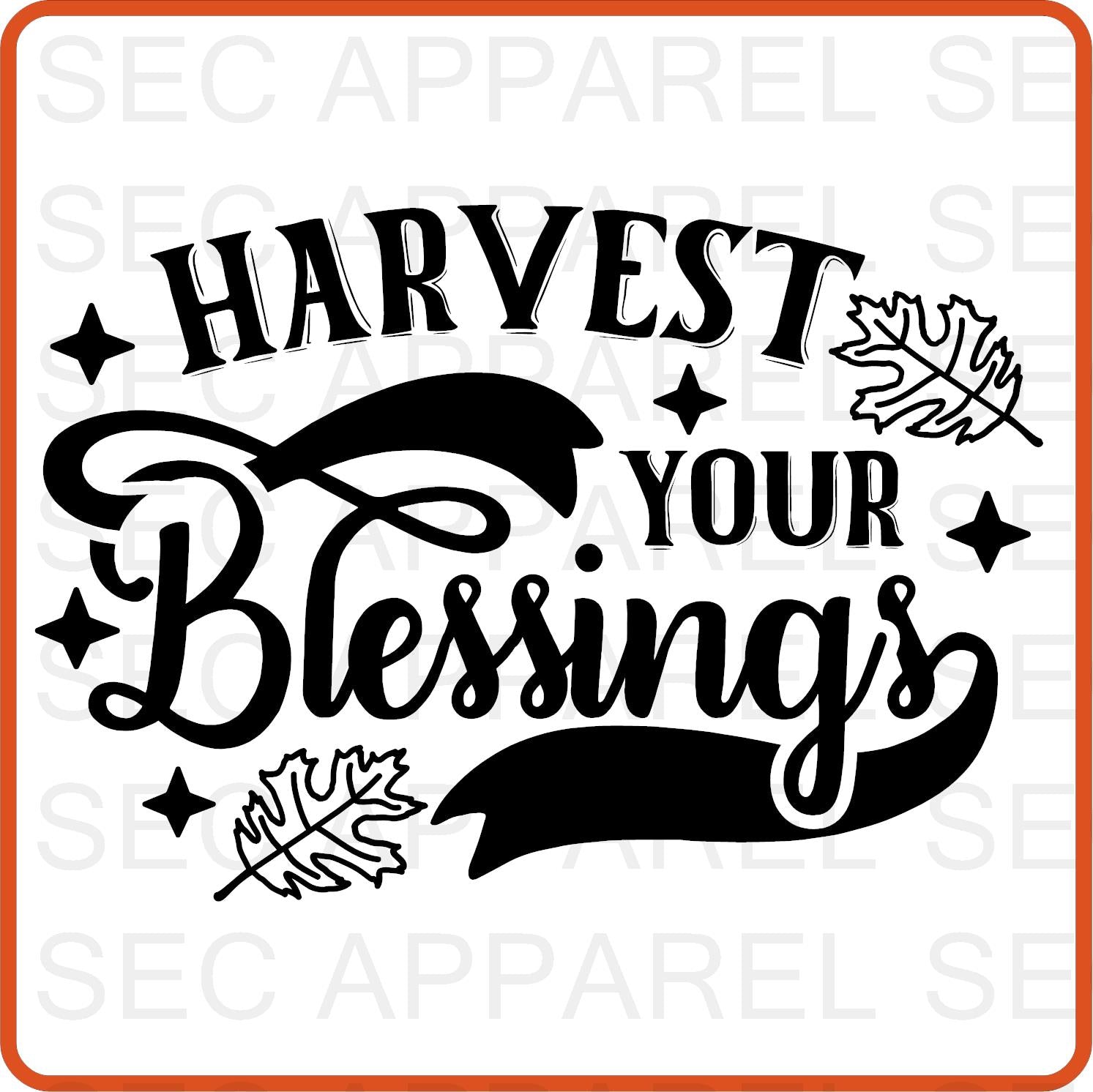 Thanksgiving Iron On Decals Patches transfers vinyl for shirts, clothing | SEC Apparel | Harvest Your Blessing - secapparelonline