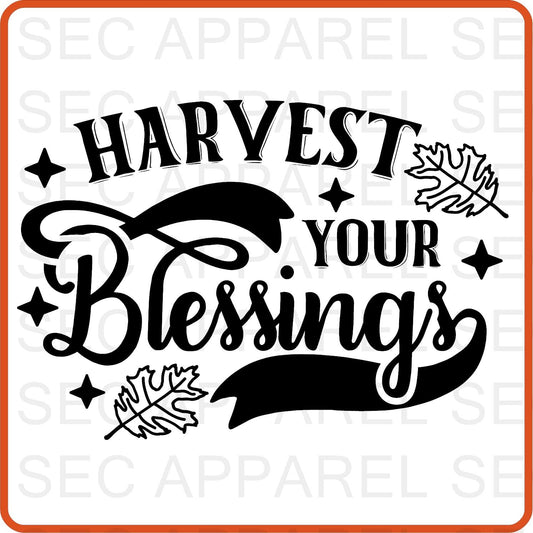 Thanksgiving Iron On Decals Patches transfers vinyl for shirts, clothing | SEC Apparel | Harvest Your Blessing - secapparelonline