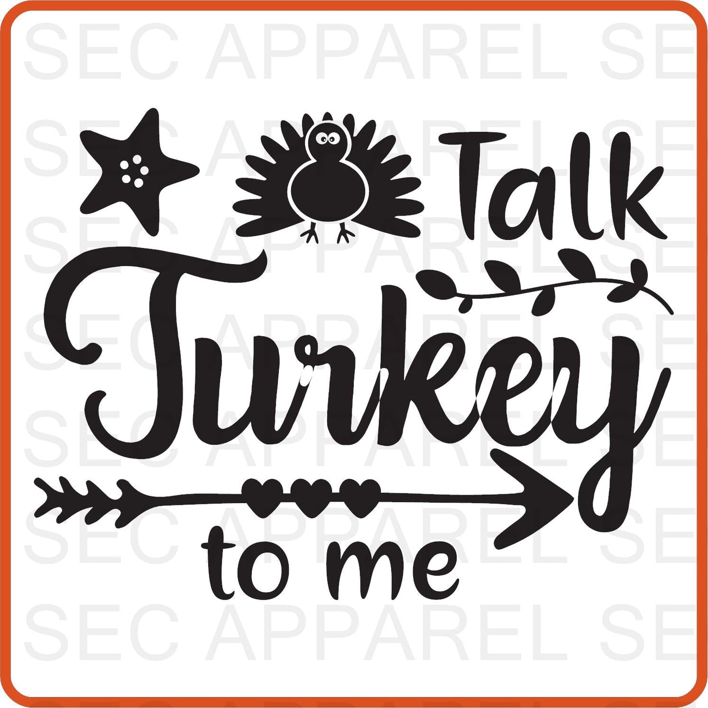 Thanksgiving Iron On Decals Patches transfers vinyl for shirts, clothing | SEC Apparel | Talk Turkey to Me - secapparelonline