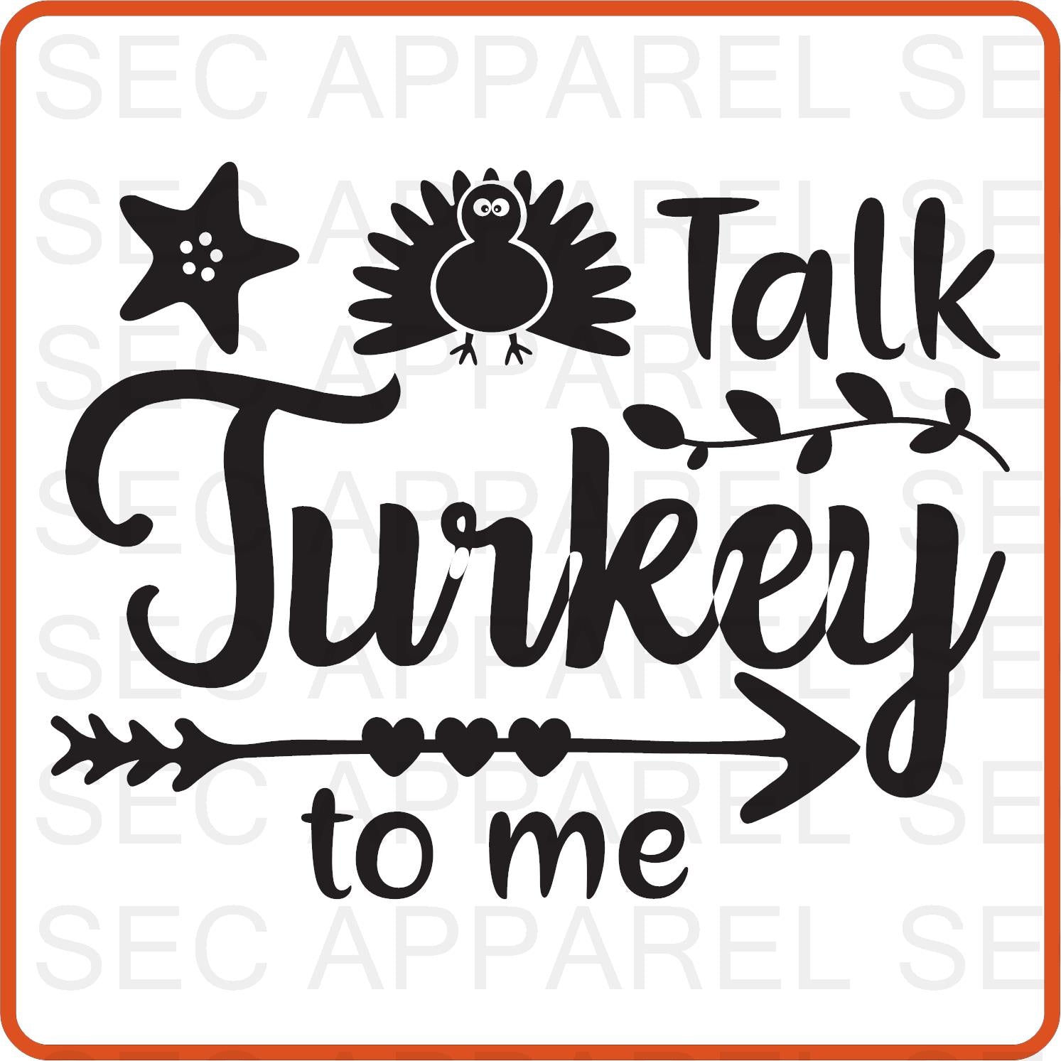 Thanksgiving Iron On Decals Patches transfers vinyl for shirts, clothing | SEC Apparel | Talk Turkey to Me - secapparelonline