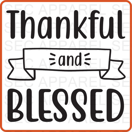 Thanksgiving Iron On Decals Patches transfers vinyl for shirts, clothing | SEC Apparel | Thankful and Blessed - secapparelonline