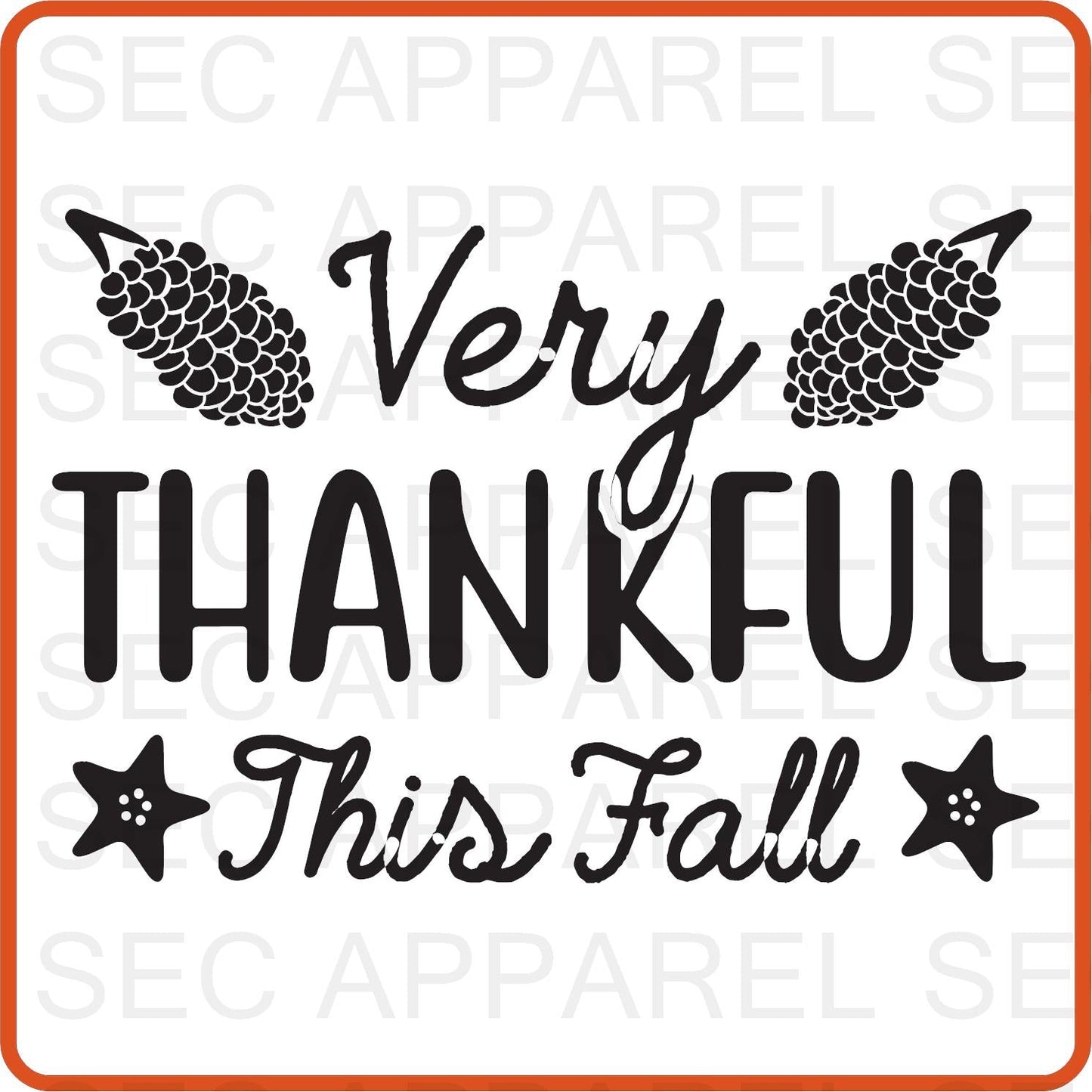 Thanksgiving Iron On Decals Patches transfers vinyl for shirts, clothing | SEC Apparel | Very Thankful for - secapparelonline