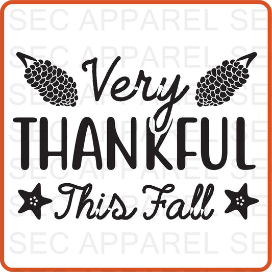 Thanksgiving Iron On Decals Patches transfers vinyl for shirts, clothing | SEC Apparel | Very Thankful for - secapparelonline