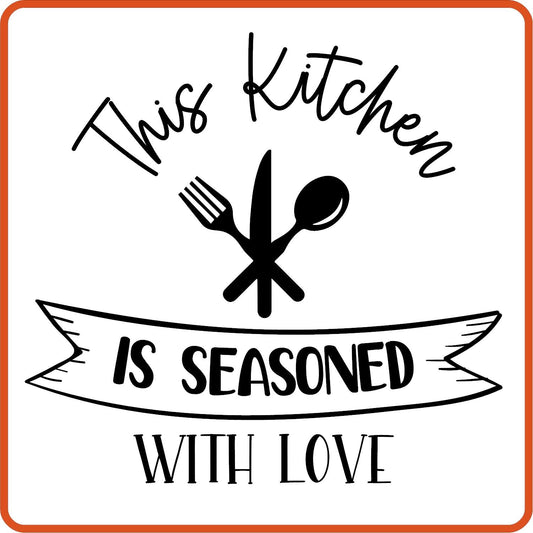 This Kitchen Is Seasoned With Love | Apron Iron On Decals Patches by SEC Apparel - secapparelonline