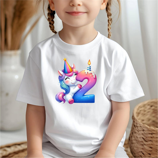 Unicorn Birthday Shirts for Toddler Girls Birthday Party Ages 2, 3, 4, 5 and 6 - secapparelonline