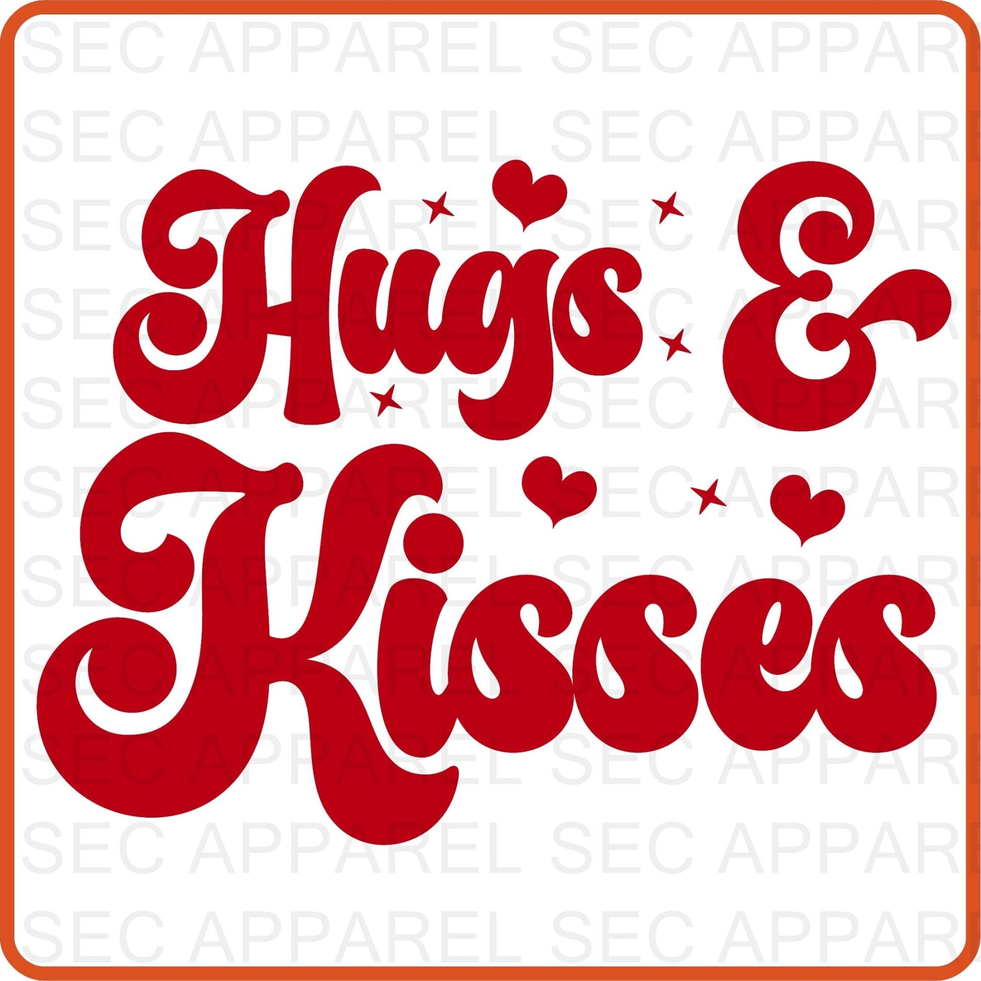 Valentine Iron On Decals Patches transfers vinyl for shirts, clothing | SEC Apparel | Hugs and Kisses - secapparelonline