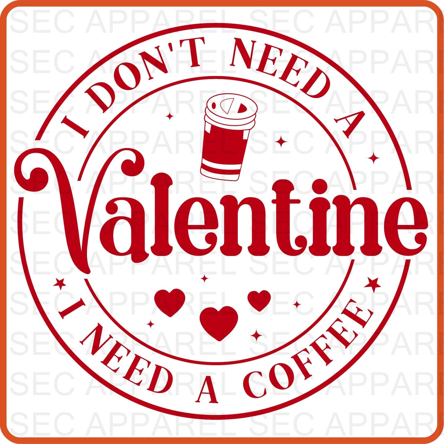 Valentine Iron On Decals Patches transfers vinyl for shirts, clothing | SEC Apparel | I Need a Coffee - secapparelonline