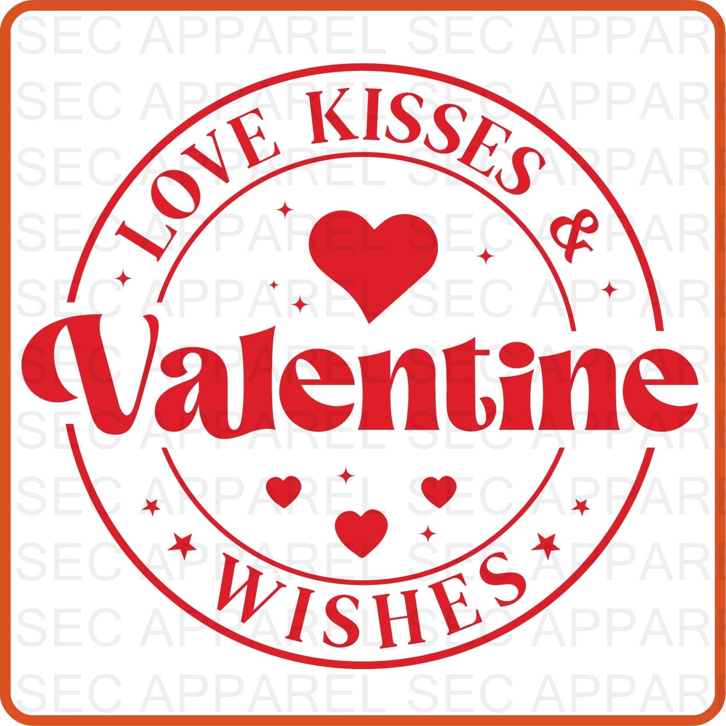 Valentine Iron On Decals Patches transfers vinyl for shirts, clothing | SEC Apparel | Love Kisses and Wishes - secapparelonline