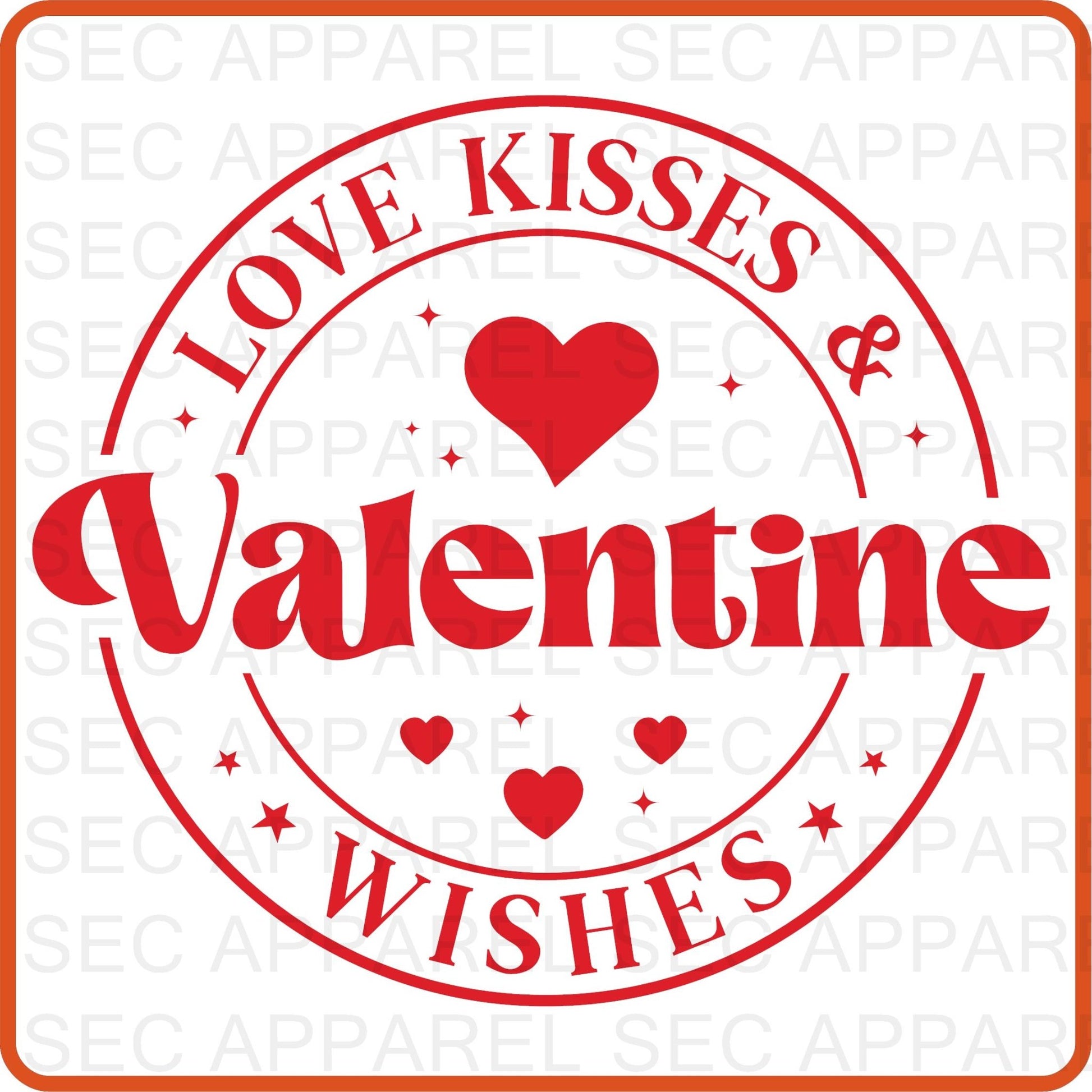 Valentine Iron On Decals Patches transfers vinyl for shirts, clothing | SEC Apparel | Love Kisses and Wishes - secapparelonline