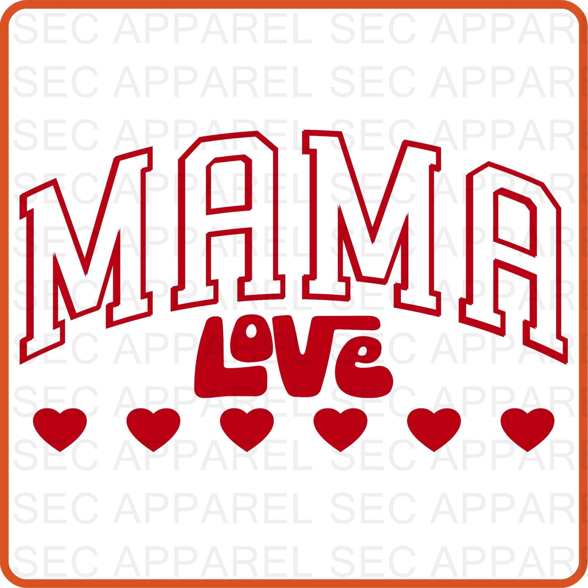 Valentine Iron On Decals Patches transfers vinyl for shirts, clothing | SEC Apparel | Mama Love - secapparelonline