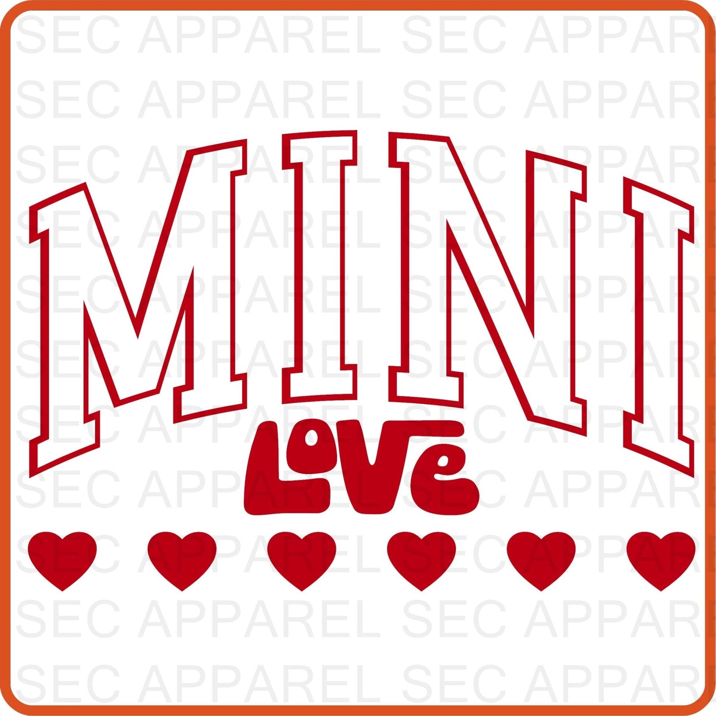 Valentine Iron On Decals Patches transfers vinyl for shirts, clothing | SEC Apparel | Mini Love - secapparelonline