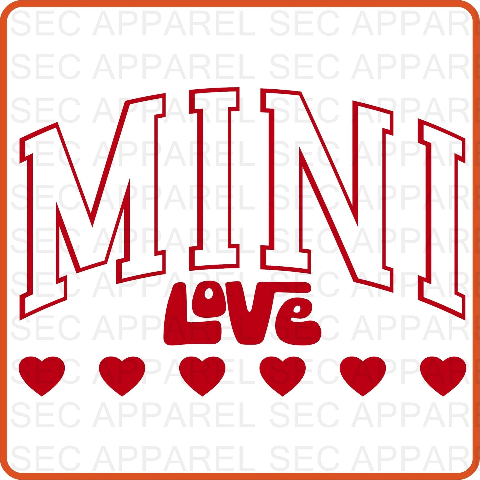 Valentine Iron On Decals Patches transfers vinyl for shirts, clothing | SEC Apparel | Mini Love - secapparelonline
