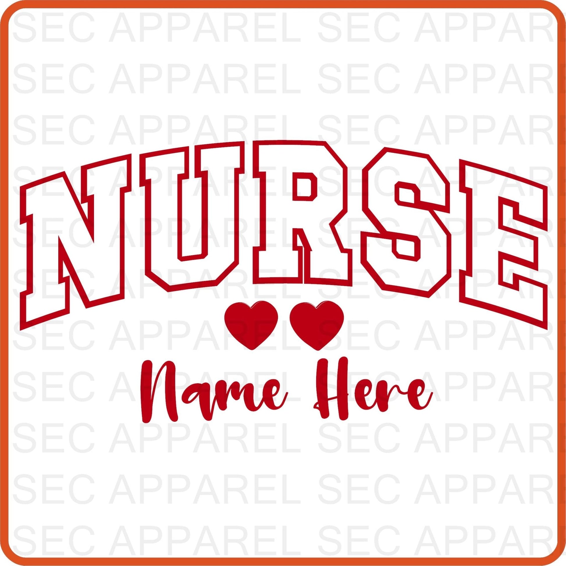 Valentine Iron On Decals Patches transfers vinyl for shirts, clothing | SEC Apparel | Nurse with Name - secapparelonline