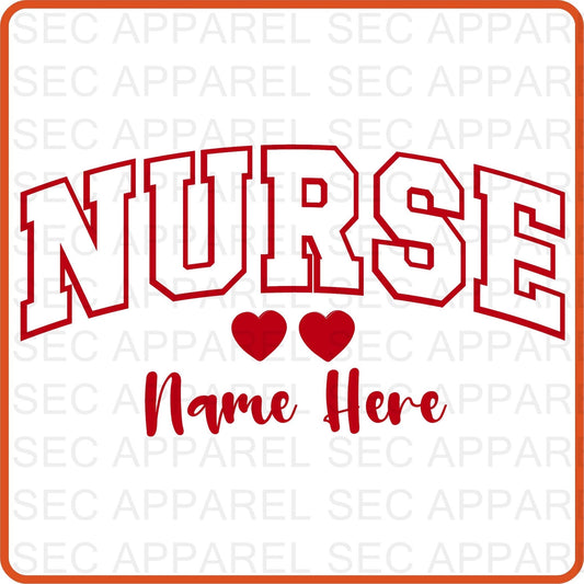 Valentine Iron On Decals Patches transfers vinyl for shirts, clothing | SEC Apparel | Nurse with Name - secapparelonline