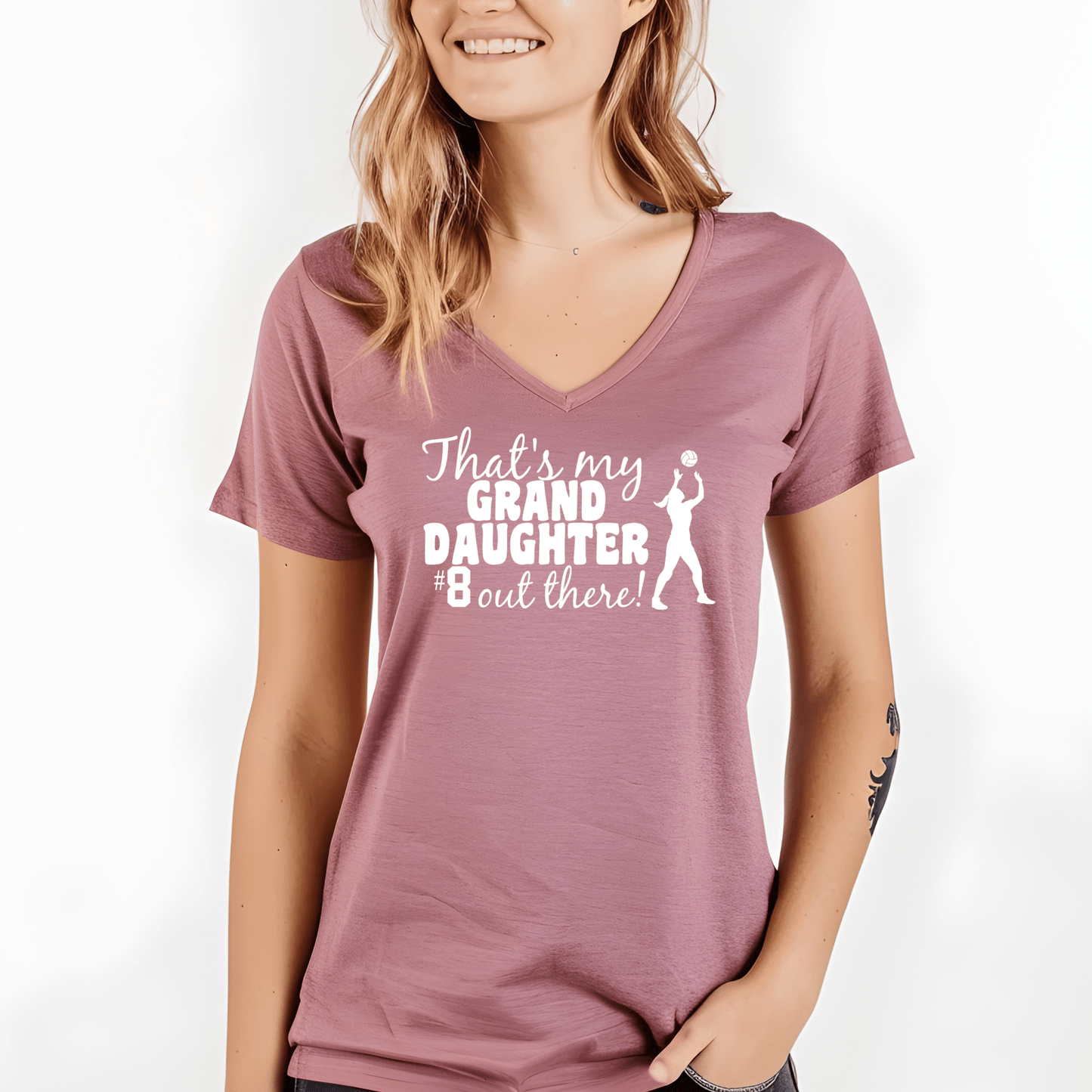 Volleyball Grandma Shirt | Crew neck | V Neck| Sweatshirt | Hoodie | Thats my granddaughter out there - secapparelonline