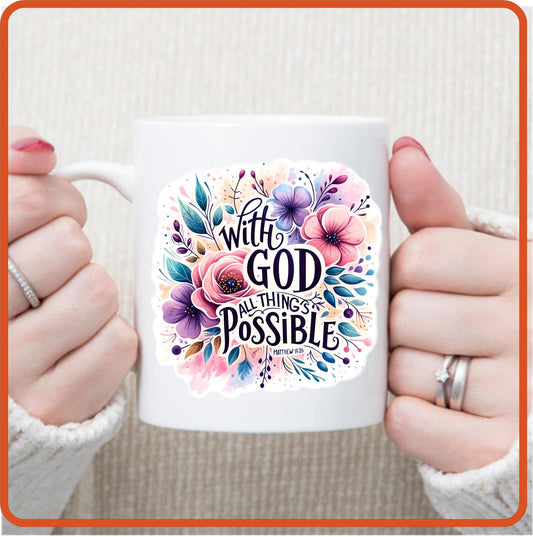 With God All Things Possible | Christian | Religious Mugs - 11oz Coffee Mug by SEC Apparel - secapparelonline
