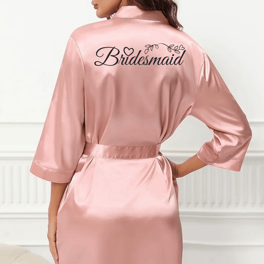 Women's Bride Bridesmaids Robe Short Satin Kimono Robes for Wedding & Bridal Party 2 - secapparelonline