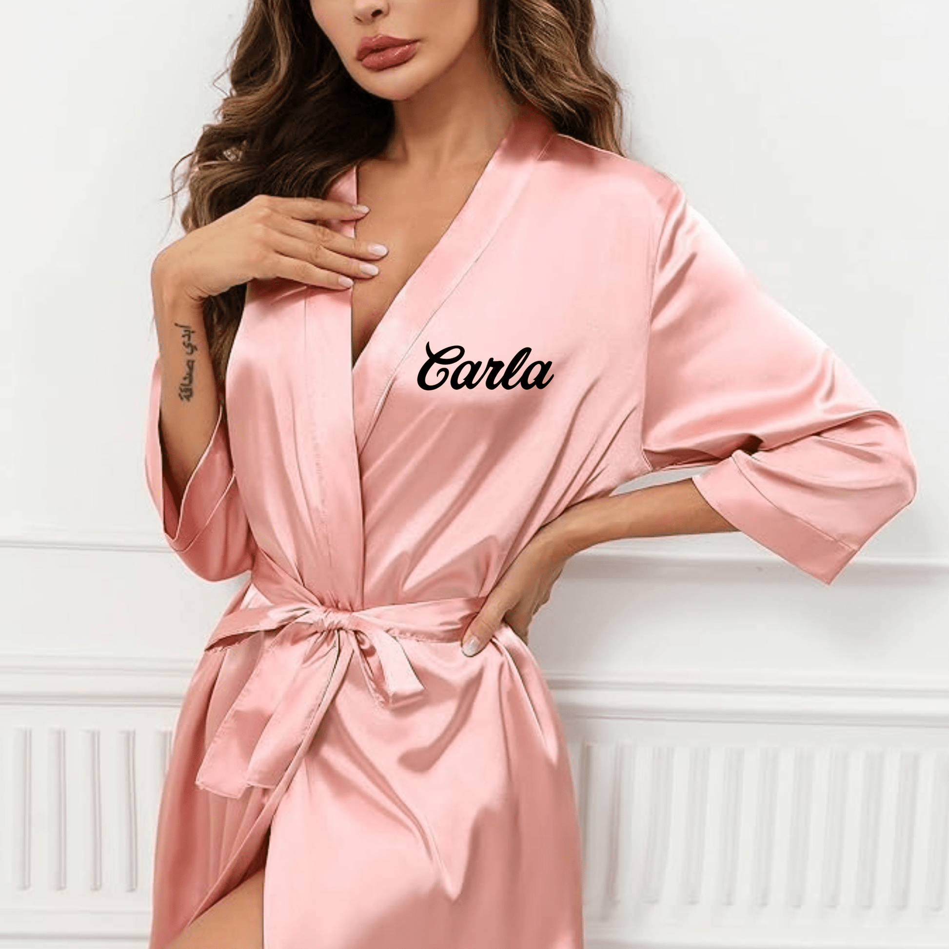 Women's Bride Bridesmaids Robe Short Satin Kimono Robes for Wedding & Bridal Party 2 - secapparelonline