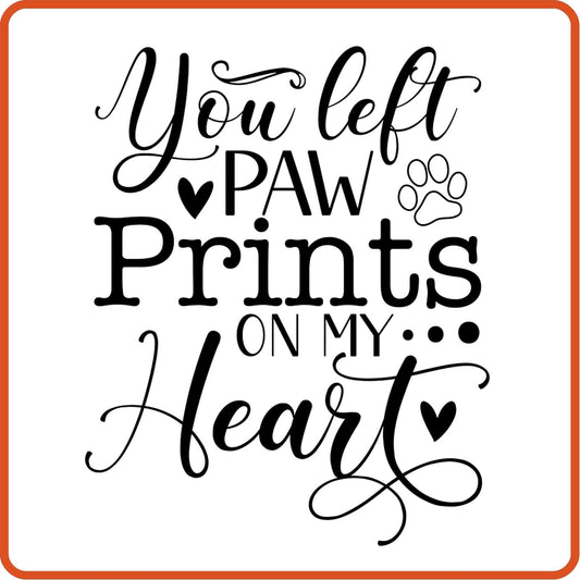 You Left Paw Prints On My Heart | Memorial | Sympathy Iron On Decals Patches by SEC Apparel - secapparelonline