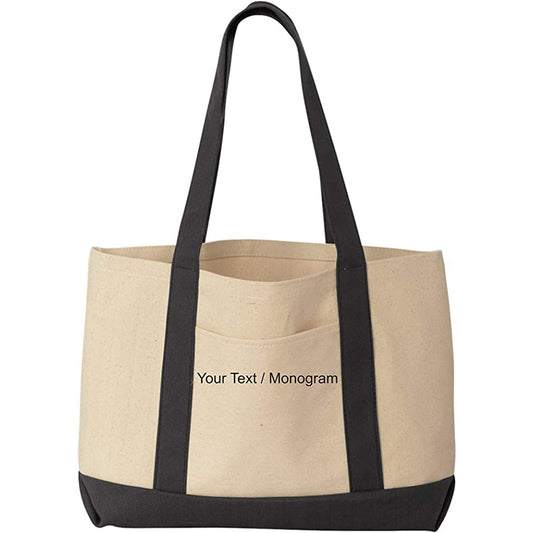 Customized Monogram Heavy Duty Cotton Canvas Tote Bag for grocery, shopping, reusable and more