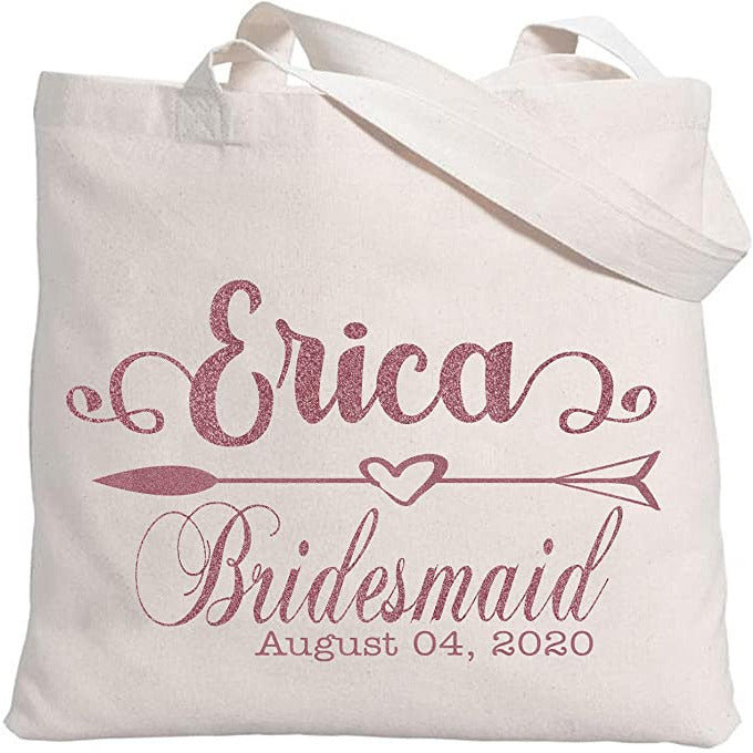 Personalized Tote Bag for Bridesmaids Wedding Customized Bachelorette Party Bag Set of 6, 8, 10, 12