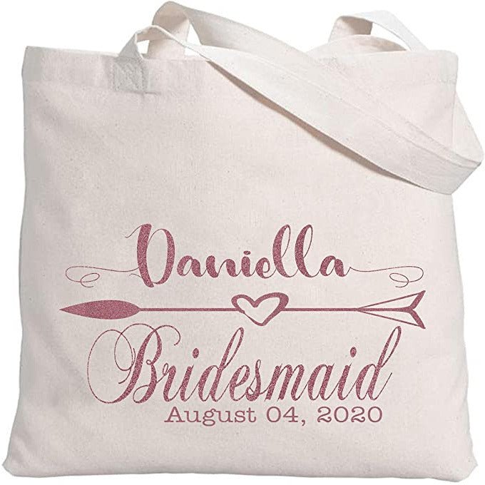 Personalized Tote Bag for Bridesmaids Wedding Customized Bachelorette Party Bag Set of 6, 8, 10, 12 - secapparelonline